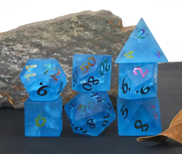 Mizuki's Hoard Misty Step Lightning Glass Polyhedral Dice Set