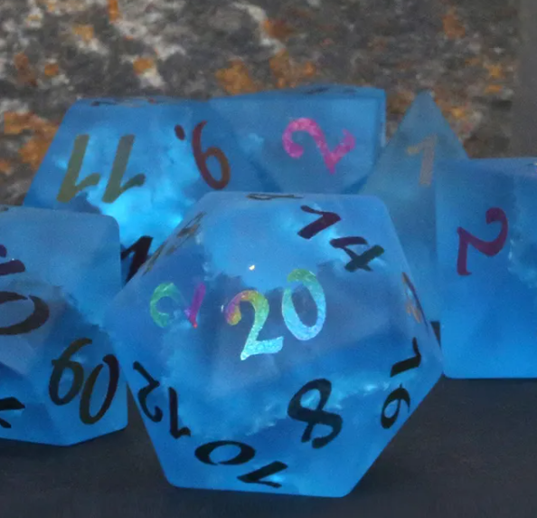 Mizuki's Hoard Misty Step Lightning Glass Polyhedral Dice Set