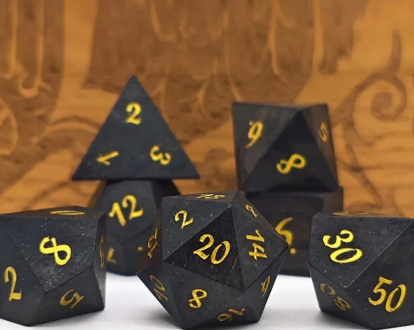 Mizuki's Hoard Black Sandalwood Polyhedral Dice Set