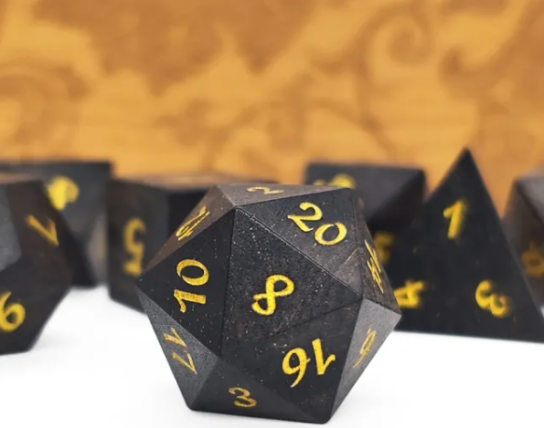 Mizuki's Hoard Black Sandalwood Polyhedral Dice Set