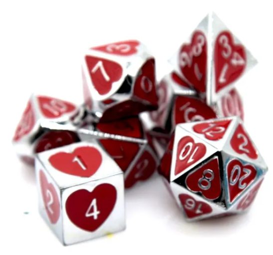 Mizuki's Hoard Queen of Hearts Metal Polyhedral Dice Set