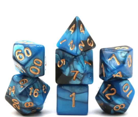 Mizuki's Hoard Stormy Waters Acrylic Polyhedral Dice Set