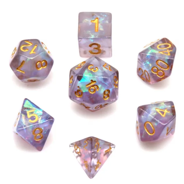 Mizuki's Hoard Aurora Resin Polyhedral Dice Set