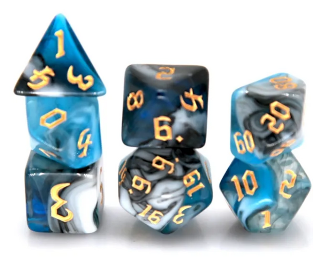 Mizuki's Hoard Tempest Waters Acrylic Polyhedral Dice Set