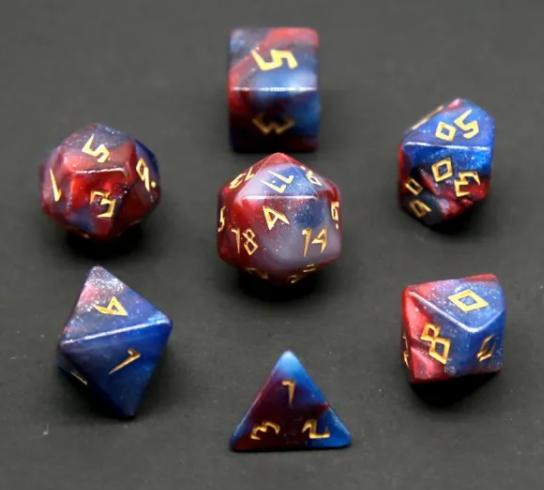 Mizuki's Hoard Ghost Nebula Acrylic Polyhedral Dice Set