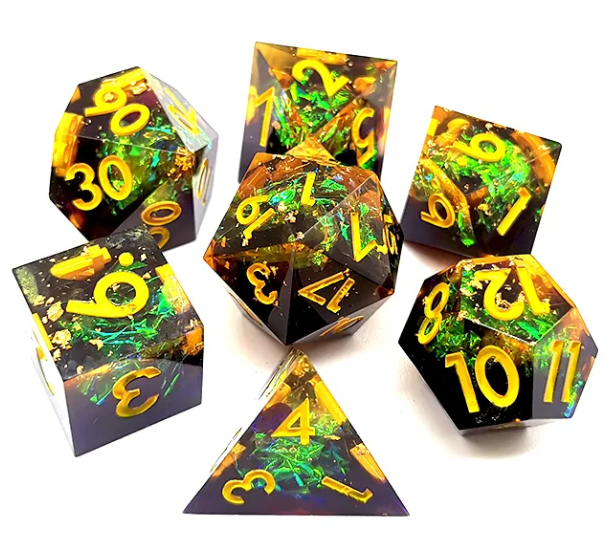 Mizuki's Hoard Star Burst Sharp Edge Resin Polyhedral Dice Set