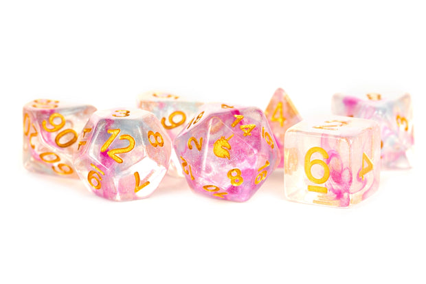 Limited Edition: Unicorn Fairy Floss Out of Print Set of 7 Resin Dice For D&D by FanRoll Dice
